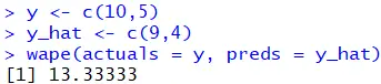 Calculate the Weighted Absolute Percentage Error with the WAPE() function.