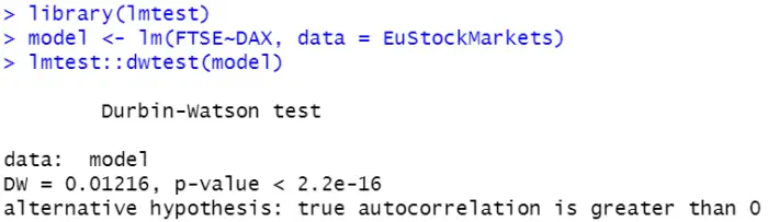 The Durib-Watson test for autocorrelation in R